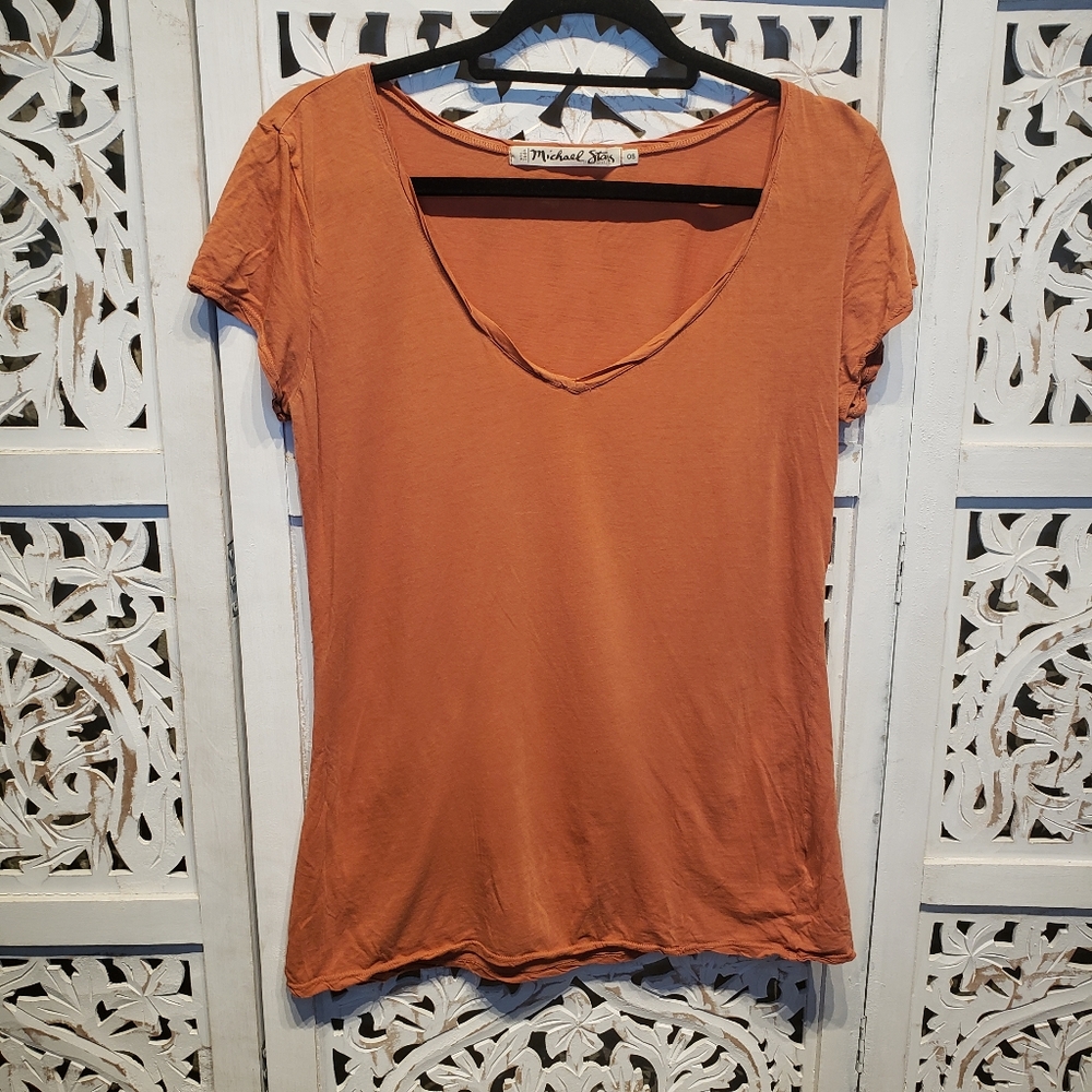 Michael Stars Orange Basic Tee Size OS